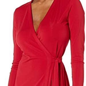 Lark & Ro Red Jersey Wrap Dress Size M
